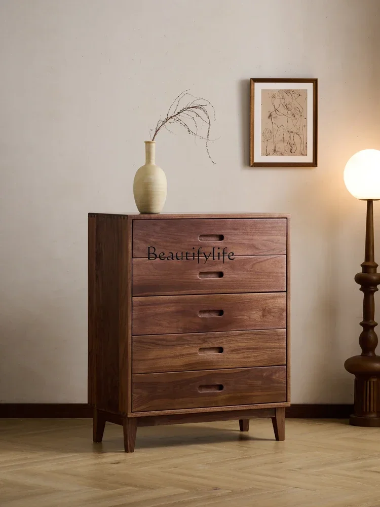 

LD33North American black walnut chest of drawers bedroom home simple all solid wood drawer locker
