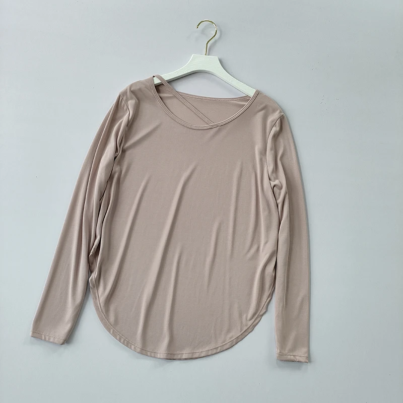 Sport-Top für Damen, lockeres Laufshirt, schnelltrocknend, großes, lässiges, atmungsaktives, schweißableitendes Yoga-Outfit, Langarmshirt – Detail 6