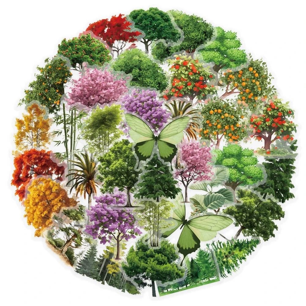 10/30/50pcs Forest Secret PET Stickers Aesthetic Natural Forest Plant Landscape Cartoon Decals Toy Waterproof DIY Scrapbook Bike