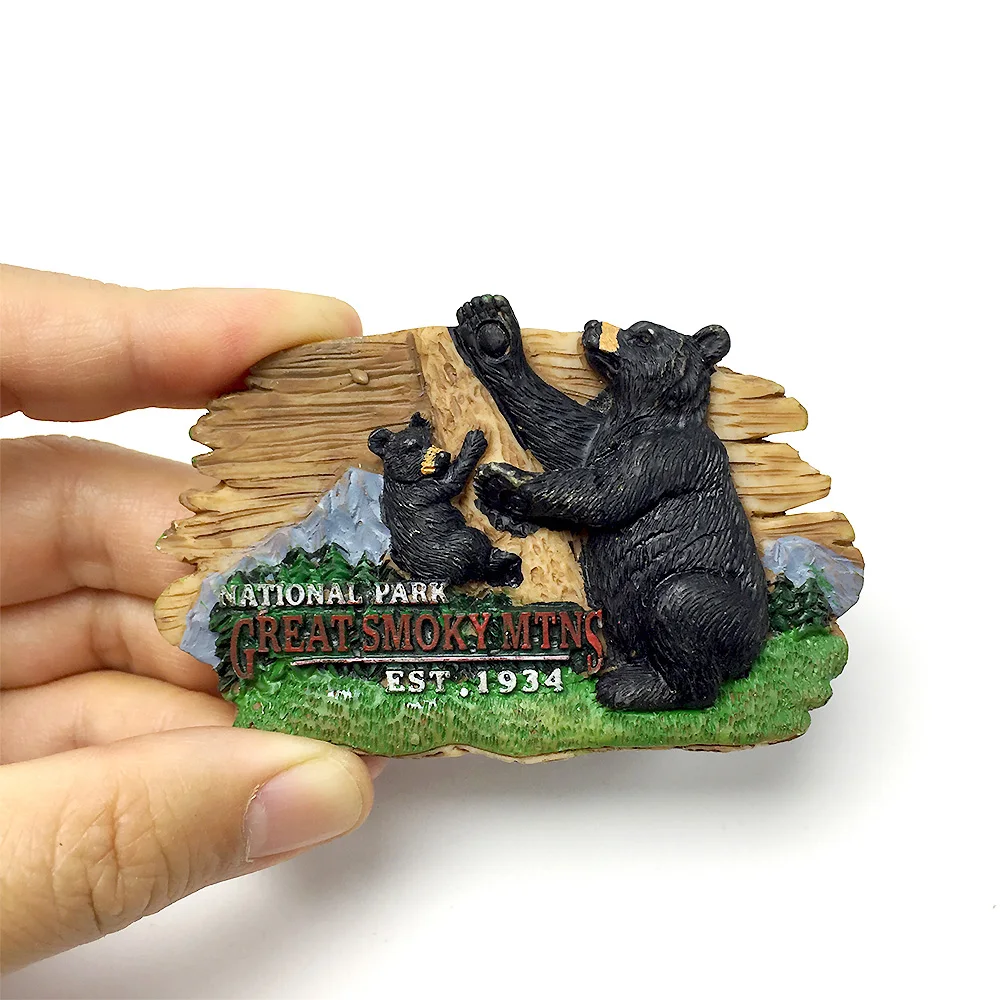 

Resin Material Smoky Mountains National Park Bear Design Fridge Magnet - Souvenir Gift for Nature Lovers