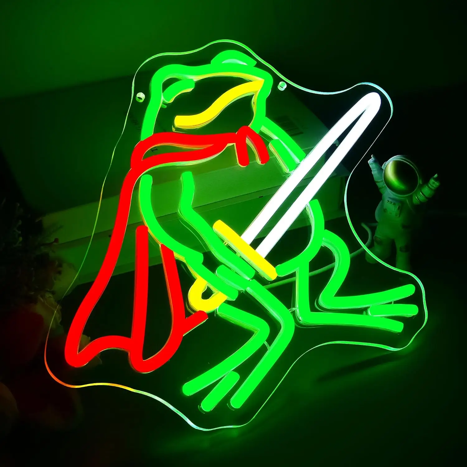 الضفدع النيون عكس الضوء LED لطيف الحيوان ضوء تسجيل جدار ديكور للرجل كهف فنون الدفاع عن النفس غرفة المرآب بار البيرة حفلة عيد الميلاد Bir #2