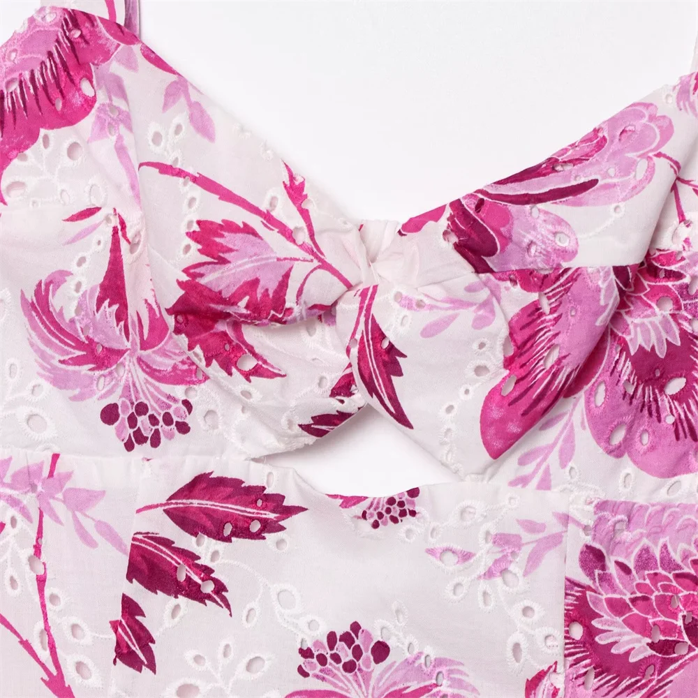 Women's Dress Fashionable Hollow Embroidery Printed Sleeveless Style Summer New Dress