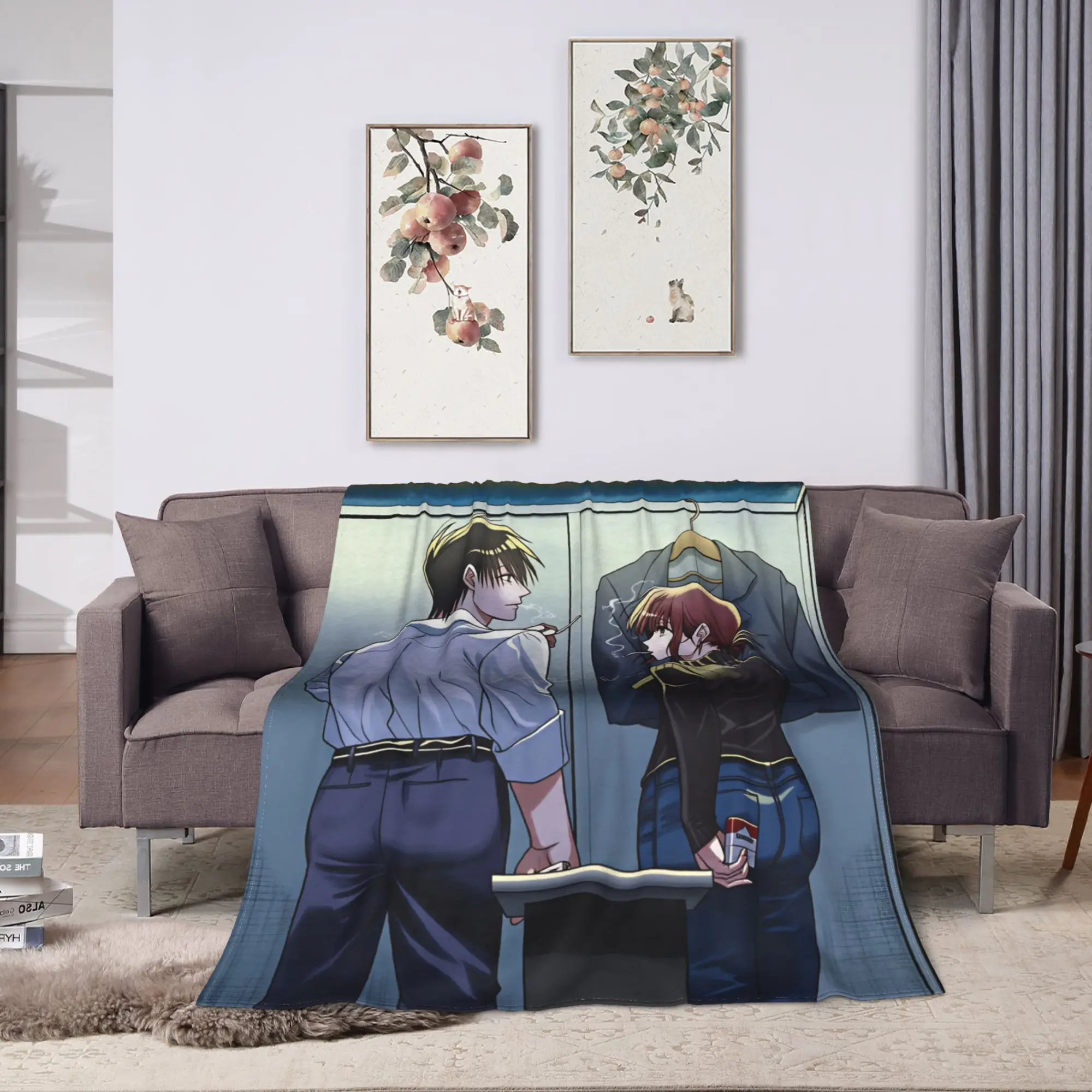 Smoking Behind the Supermarket with You Blanket  Warm Plush Throw Blanket For Couch Chair Picnic Flannel Bedspread Bed Cover