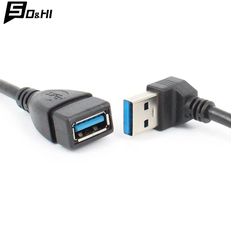 USB 3.0 Extension Cable Angle 90 Degree Up Down Left Right Male To Female Super Speed 5Gbps USB Data Sync Charging Cables