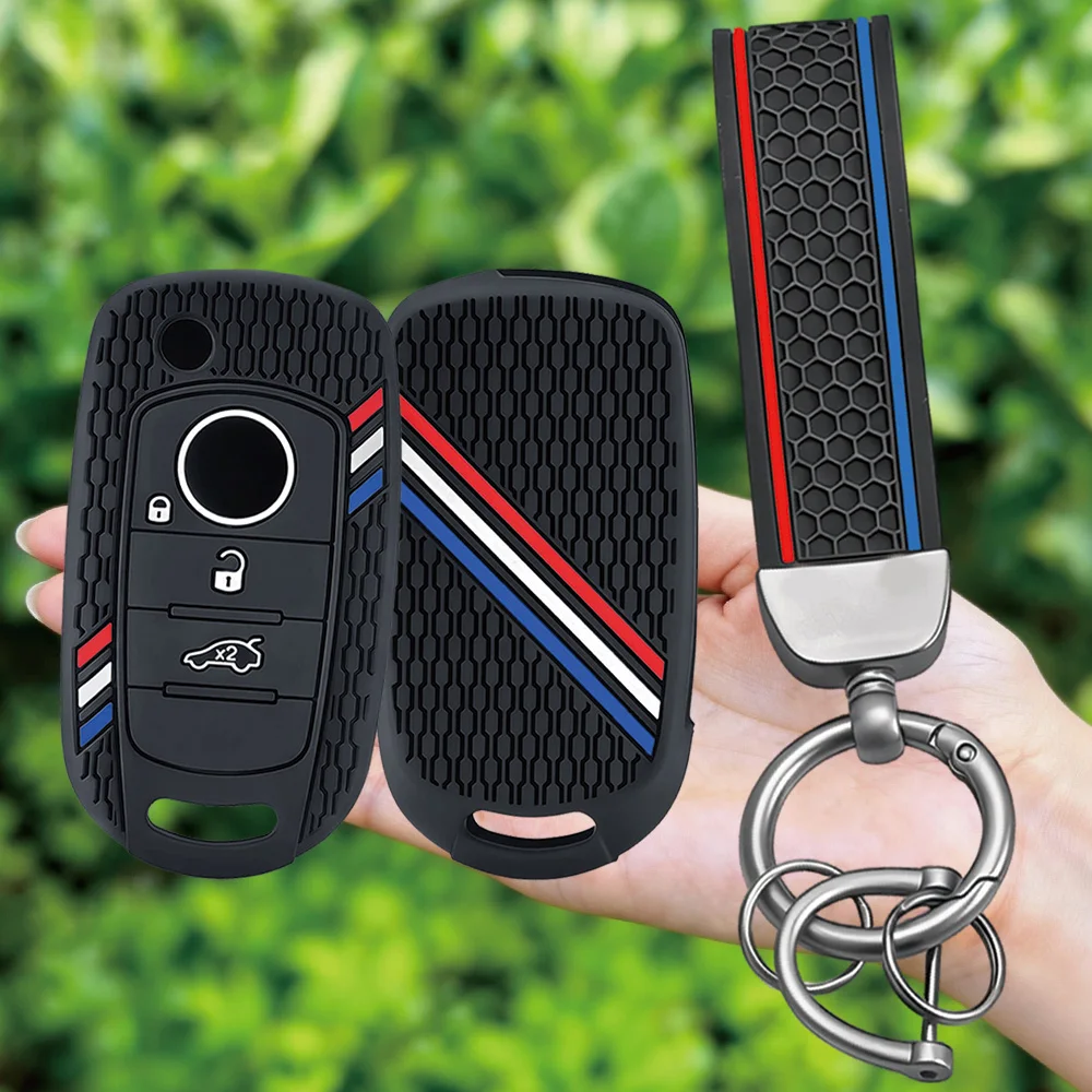 3 Buttons Silicone Case Key Cover for FIAT Tipo Toro Freedom 500X Doblo Argo Nuovo Grazie Remote Shell Car Key Holder Keychain