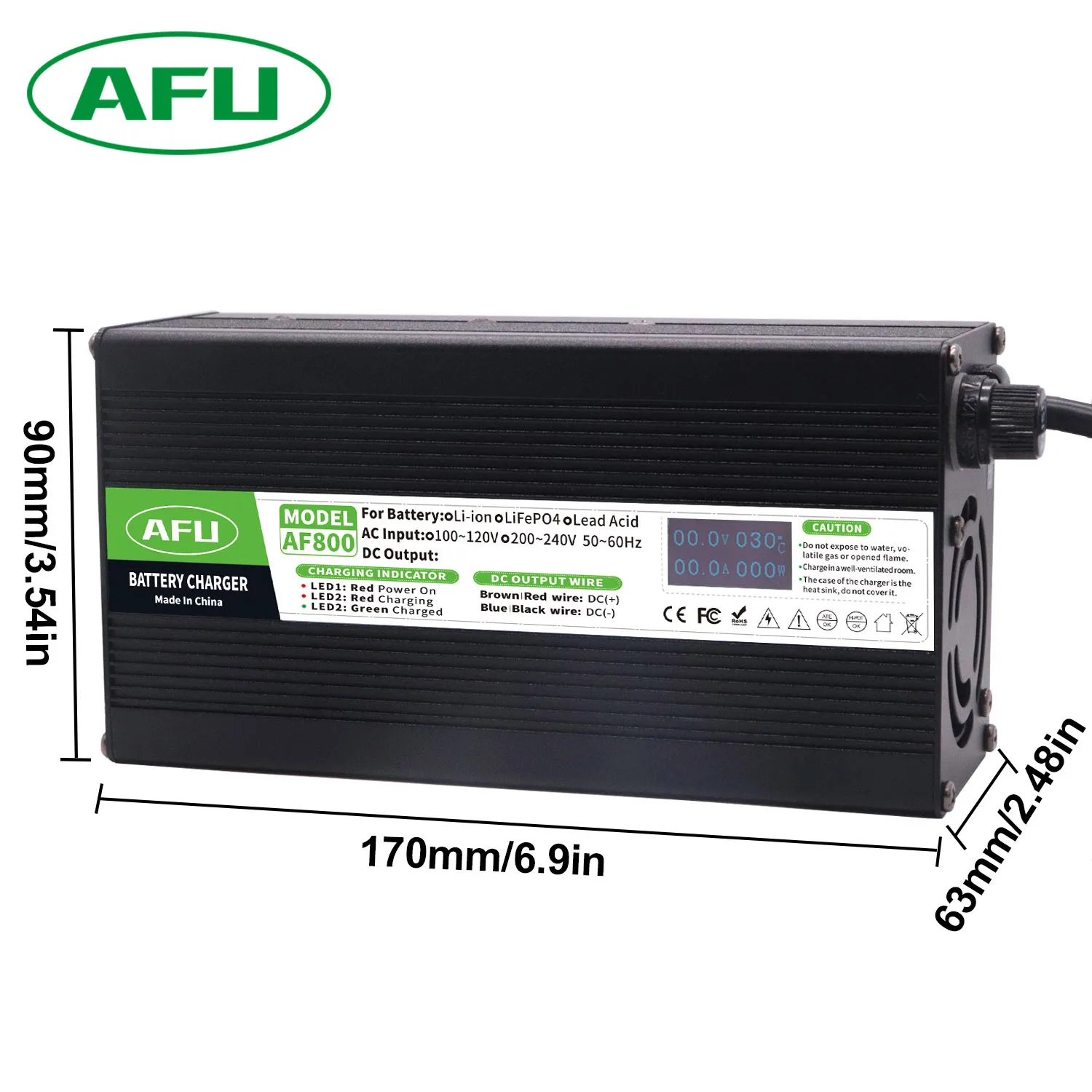 71.4V 10A Li-ion Battery Charger Usd For 17S 62.9V Lipo/LiMn2O4/LiCoO2 Battery Pack Quick Charge Fully With Digital Display