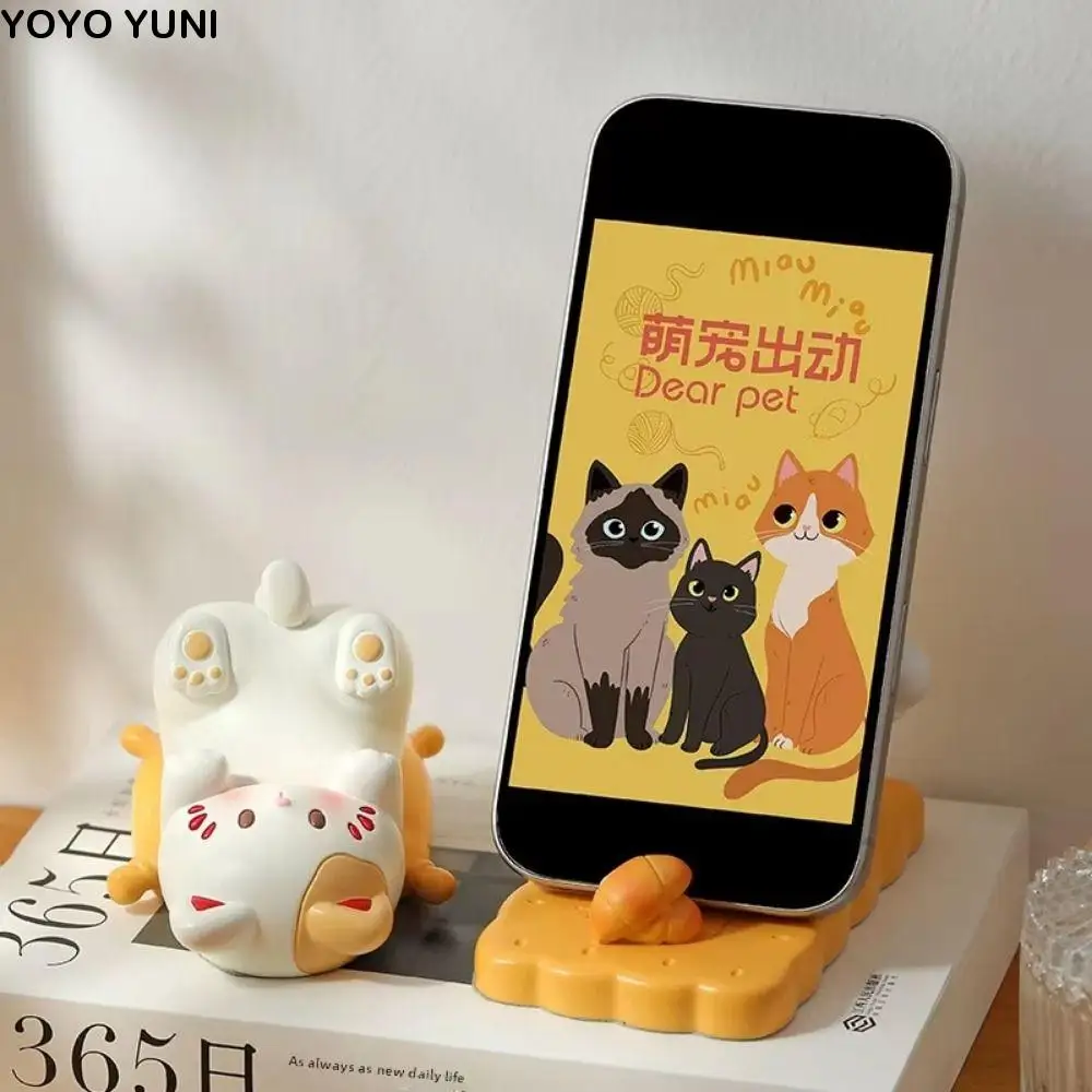 

Статуэтка, миниатюрные предметы, держатель для телефона Lucky Cat, изделия из смолы, китайский стиль, подставка для мобильного телефона с животными, изысканная, реалистичная