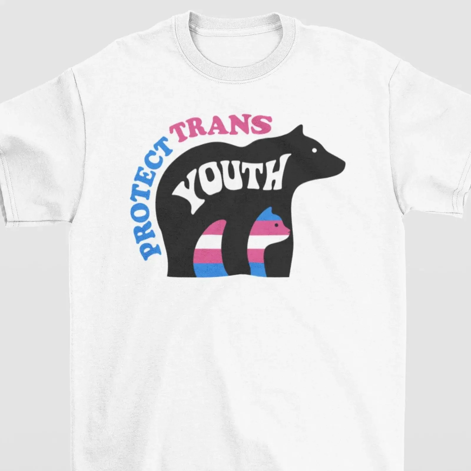 Protect Trans Youth Bear T Shirt LGBTQ Ally Pride Transgender Support Human Rights Equality For Month vintage Washed Slightly