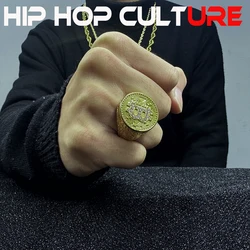 Hip Hop Trendy Ring, Exquisite 18K Gold Plated, Diamond Set Letter Ring Face, Exclusive for Men, Rap, Nightclub, Gangster