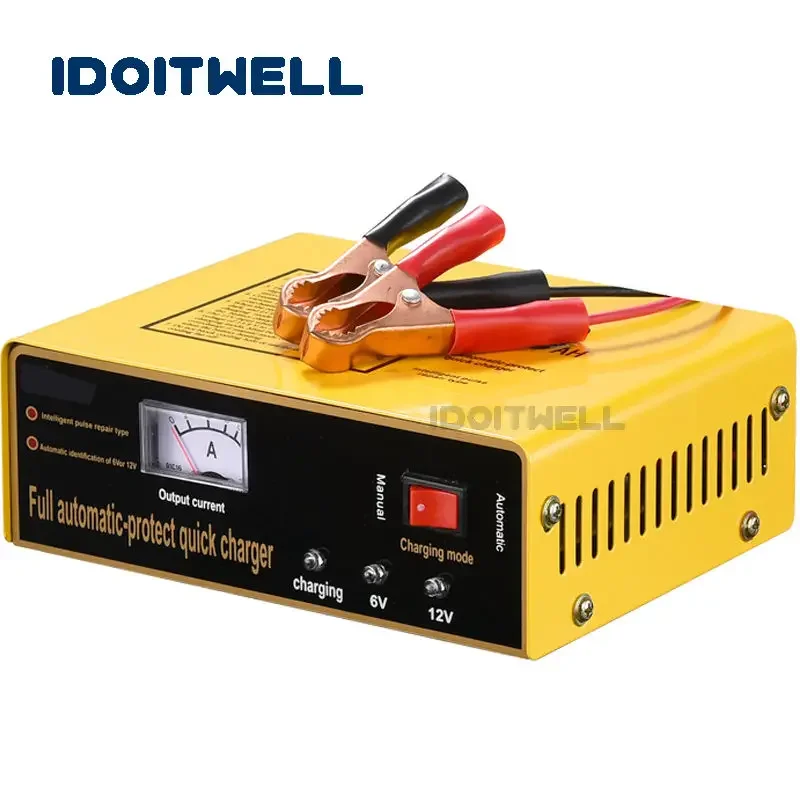 Automatic Fast Car Battery Charger Dual Voltage 6V 5A/12V 8.5A - Maintenance-Free for Car Motorcycle Scooter Lead-Acid Batteries