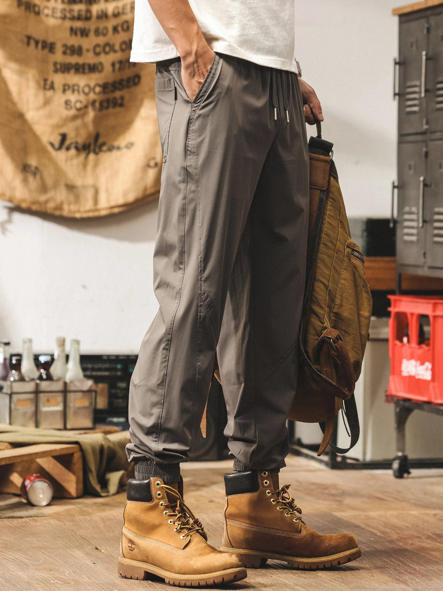 

Мужские летние тонкие брюки American Sle Ice Silk, свободного кроя, быстросохнущие, новые повседневные длинные брюки, рабочие брюки Jieren Brand