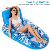 Portable Multi-Functional Inflatable Floating Chair Outdoor Swimming Pool Lounge Chair With Ice Bar Hole Water Floating Chair