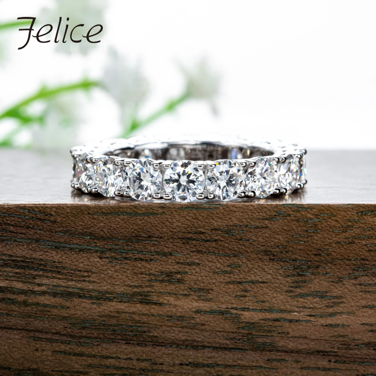 

Felice 4mm 5cttw Moissanite Eternity Ring For Women D Color Lab Diamond Sterling Silver Wedding Band Stackable Ring Jewelry