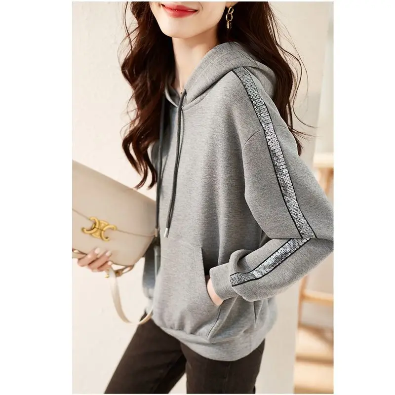 Autumn Winter Fashion Solid Hoodies Long Sleeve Women\'s Clothing Pullovers Casual All-match Drawstring Korean Trend Chic Tops