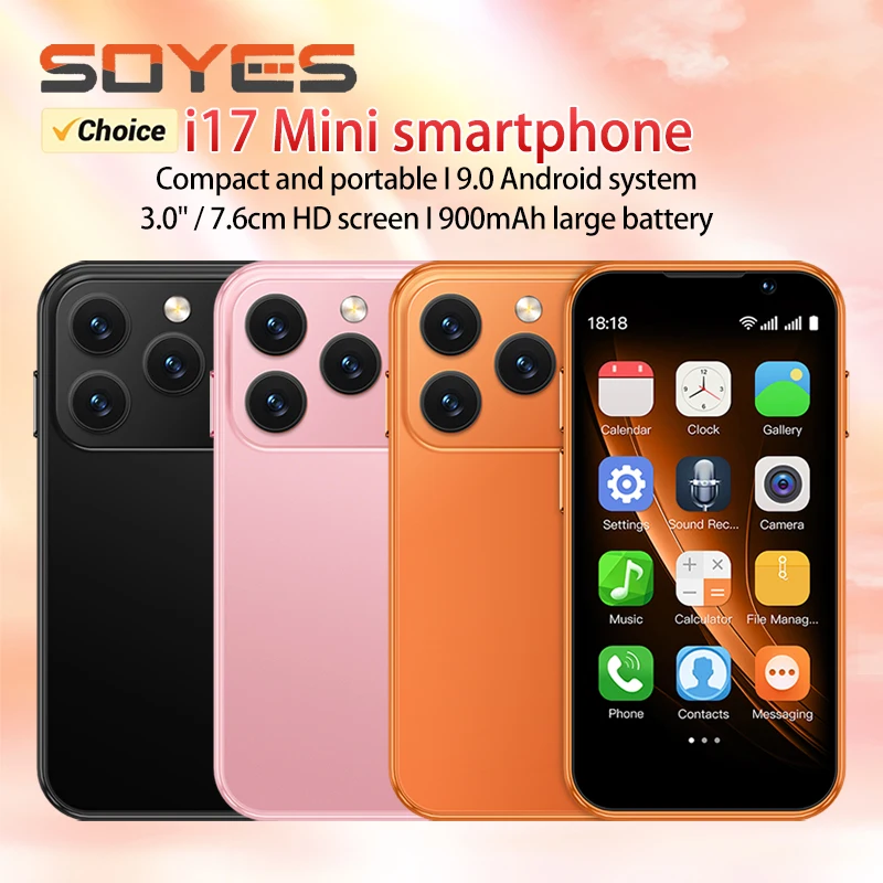 SOYES i17 Mini 3.0'' Smartphone 2GB RAM 16GB ROM Android 9.0 Dual SIM Standby Facial Recognition 3G Global Network Small Phone