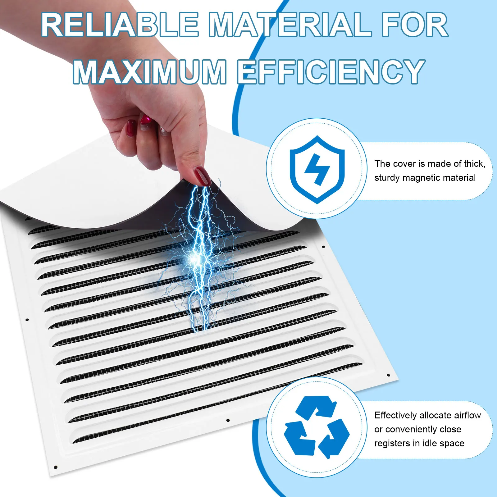 Cubiertas magnéticas cuadradas para ventilación de suelo, imán grueso para registros de aire estándar, 10X10 pulgadas, color blanco puro, 6 piezas