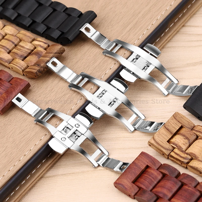 20mm 22mm Sandalwood Watch Strap for Samsung 4/5 for Huawei GT2/3 for Huami Wooden Universal Bracelet Quick Release Accessories