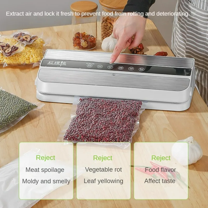 Automatic Vacuum Sealing Machine Small Home Plastic Bag Sealer Food Sealing Preservation Machine Wet and Dry Dual-use 진공 밀봉기