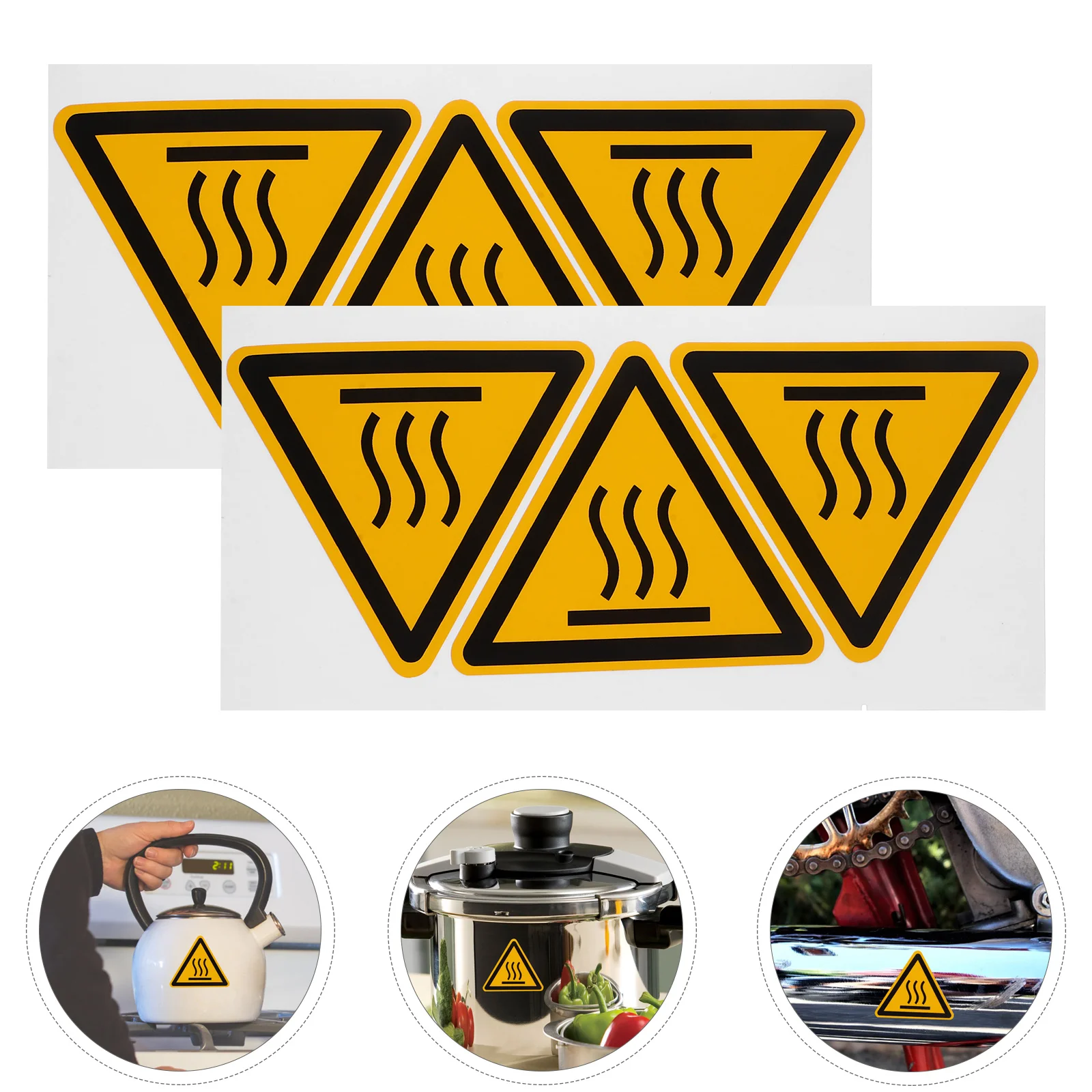 

6 Sheets 100mm Square High Temperature Warning Labels Safety Stickers for Equipment Caution Hot Decals