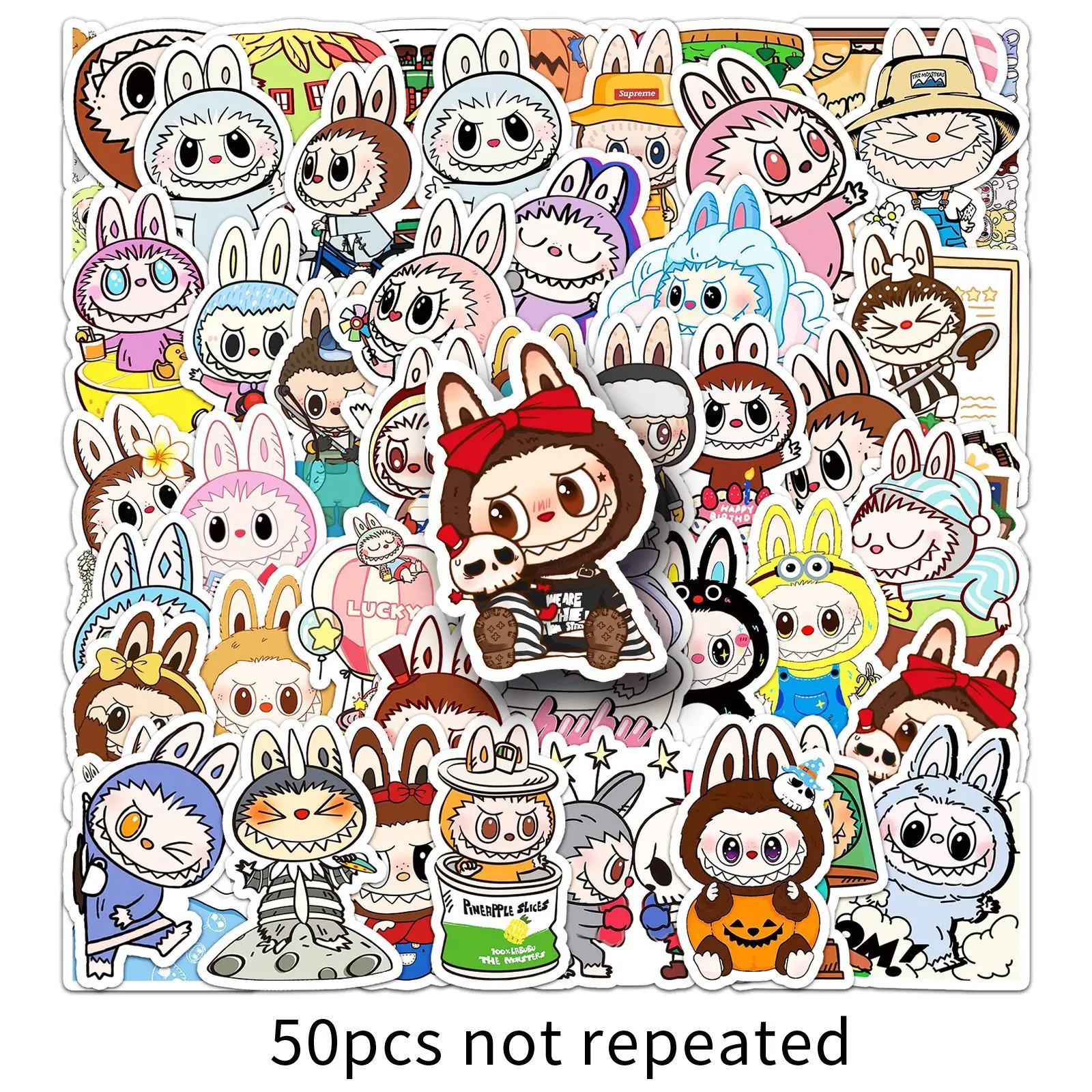 

50 Labubu Graffiti Stickers Cartoon Cute Labubu Goo Card Decoration Phone Luggage Notebook Stickers Girl Gift