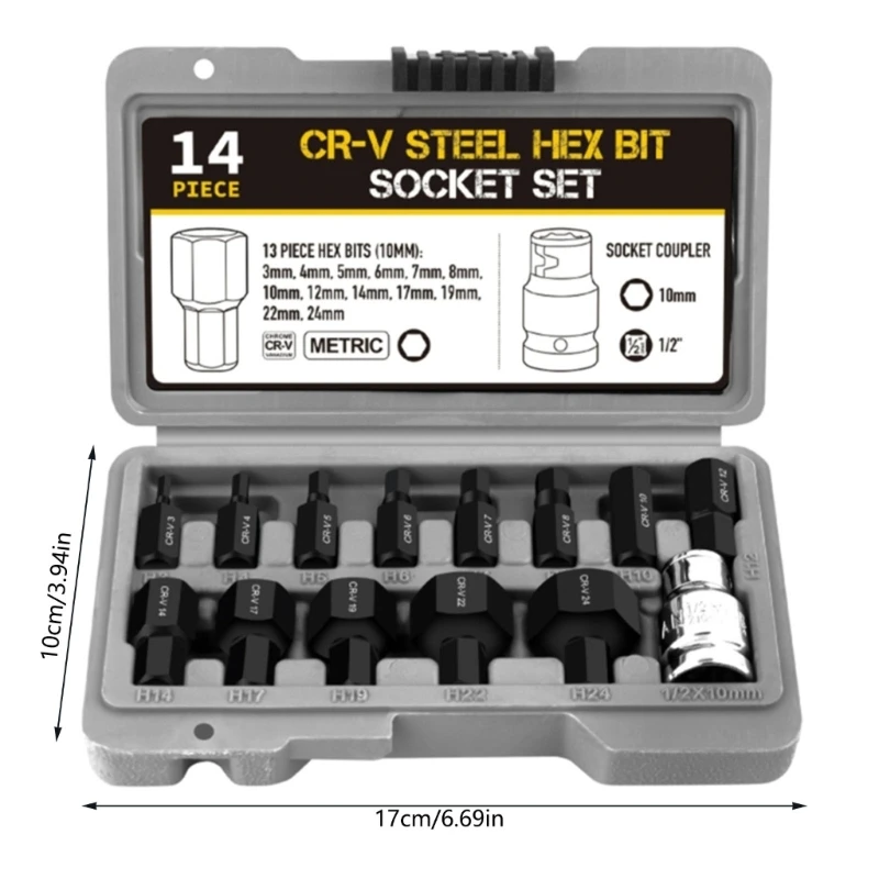 Convenient Bit Impact Socket Set Easy to Use &Store Hardened Chromium Steel