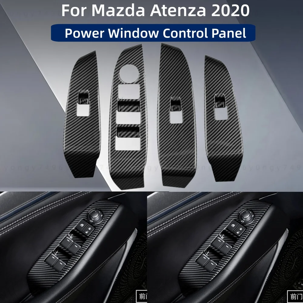 

Power Window Control Panel Car Upgrade Stickers ABS Plastic Carbon For Mazda Atenza 2020 Trim Paste Cars Decoration Accessories