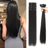 LUPU Synthetic Fiber Hair Extensions, Easy to Wear, Heat-Resistant, 16/20/24 Inch, Set of 4 Pieces, Versatile for All Users