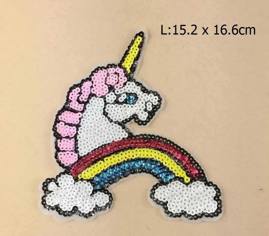 Rainbow Unicorn Star Butterfly Sequin Embroidery Patches Iron on Clothing Applique Badge Biker Patch For Clothes Jeans Sticker