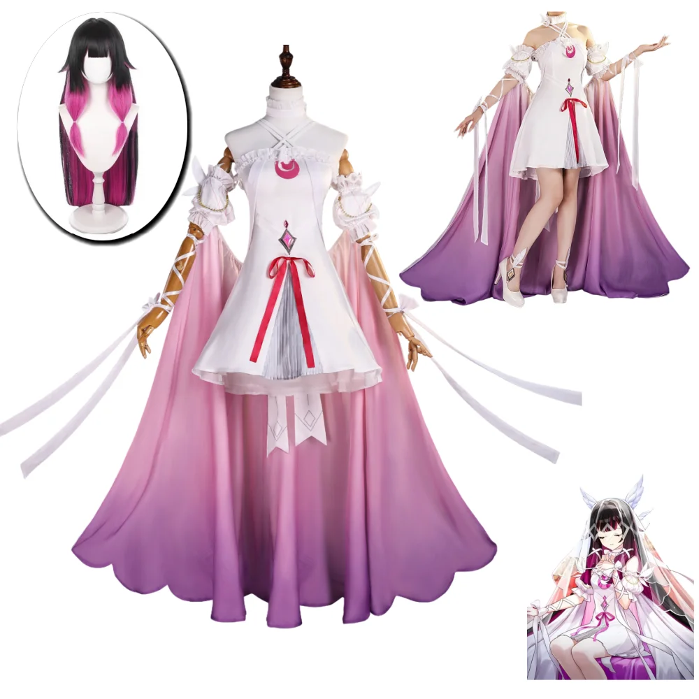 

Damselette Columbina Cosplay Costume Genshin Costume Impact Anime Columbina Costume Masquerade Women Costume and Wig