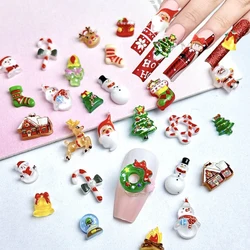 50Pcs Christmas Nail Art Charms 3D Resin Christmas New Year Nail Charms Winter Manicure Supplies Santa Claus Deer Decoration