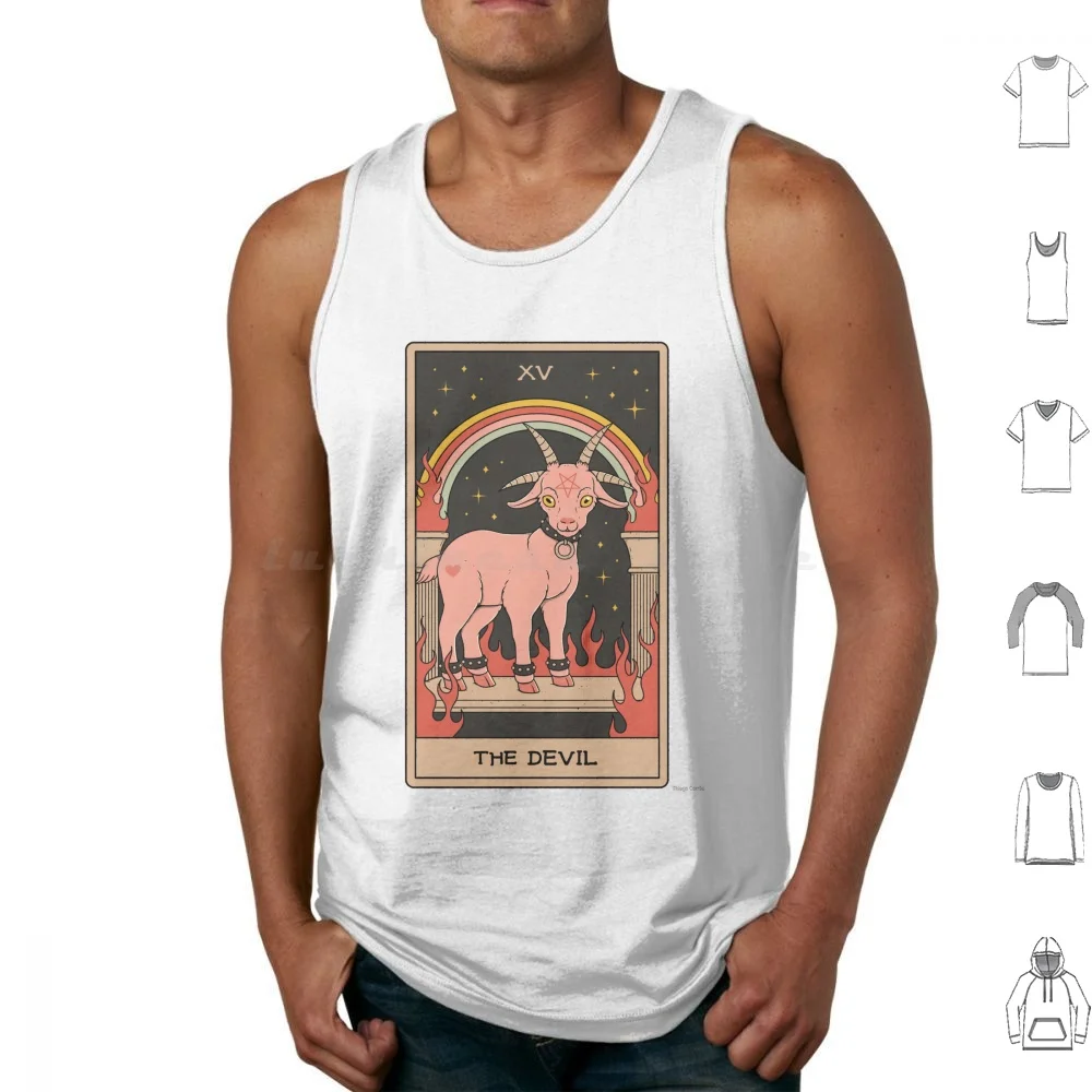 The Devil-Goat Tarot Tank Tops Print Cotton Goat Cute Baphomet Cute Baphomet Animal Tarot Magical Spell Witches Witch Funny