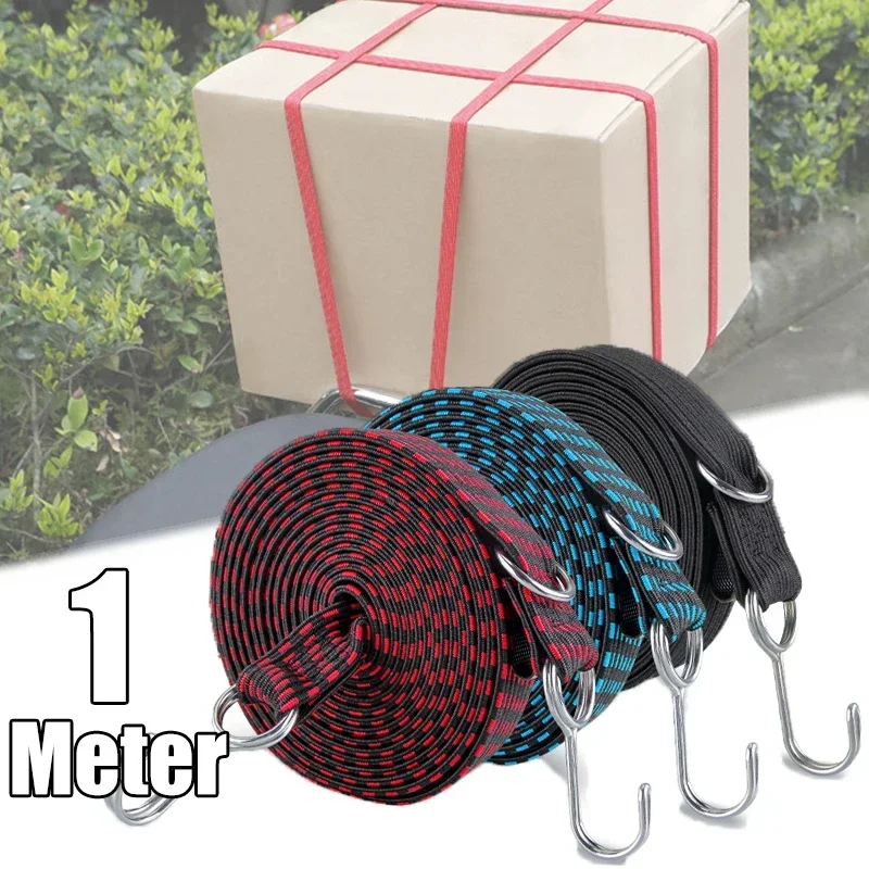 

1 Meter/roll Elastics Rubber Luggage Rope Cord Hooks Bikes Rope Tie Luggage Roof Rack Strap Fixed Band Hook Moto Accessories