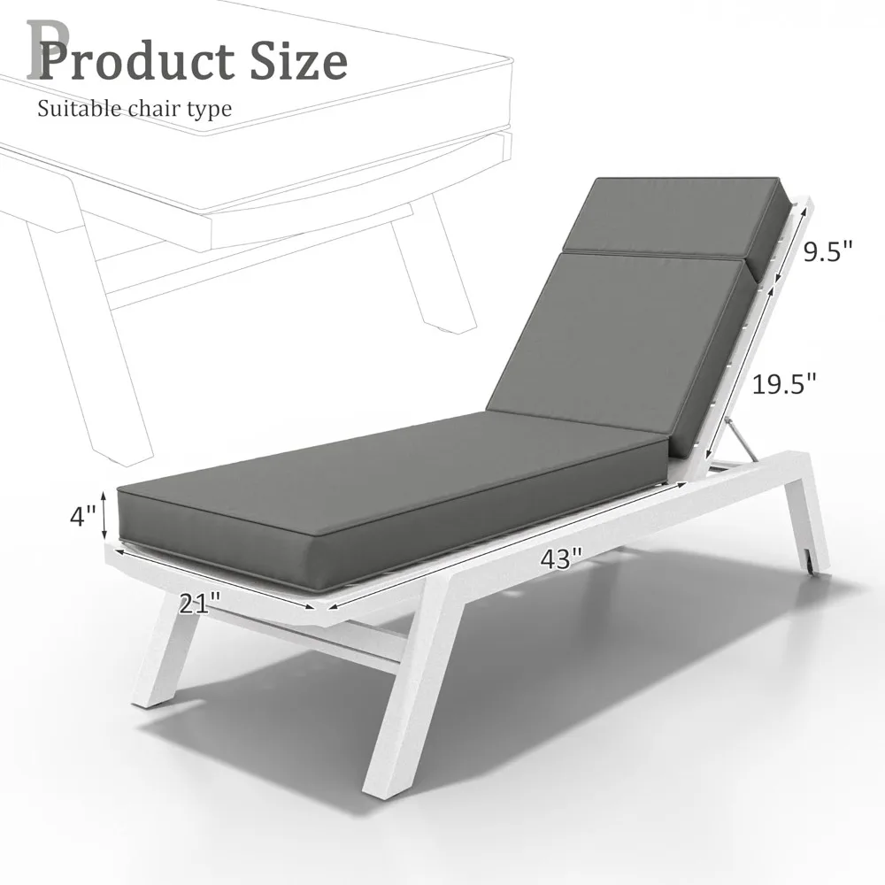 2 قطعة وسائد صالة تشيس الأثاث الخارجي 72 لتر × 21 واط × 4 D عالية الكثافة رغوة في الهواء الطلق صالة وسائد كرسي مع العلاقات المياه #2