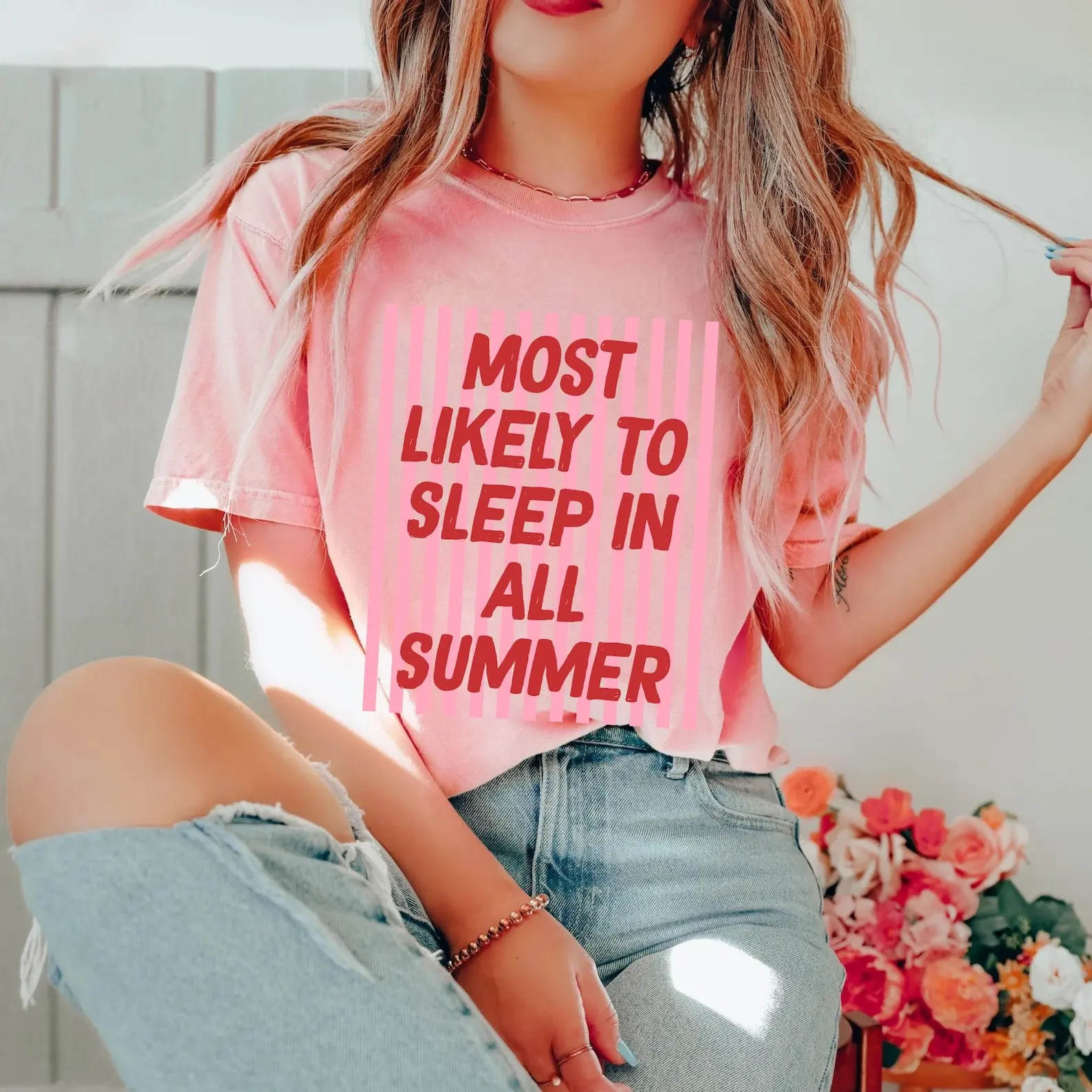 Most Likely To Teacher Summer Shirt Funny Teacher Break Tshirt Retro Striped End of Year Tee Teacher Team Matching Tops Women