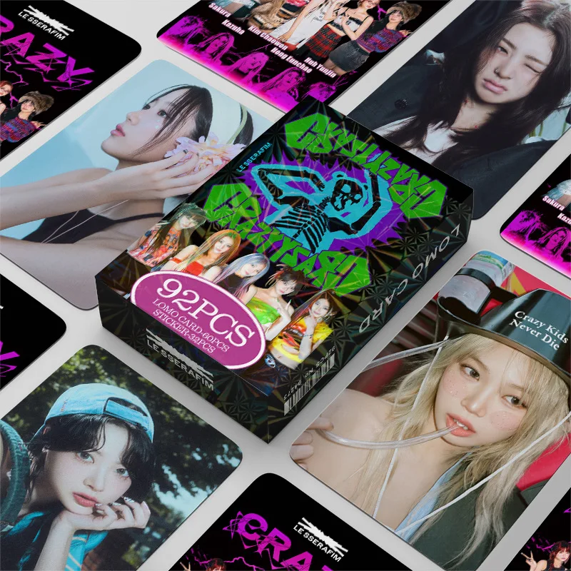 92 قطعة/المجموعة ألبوم LESSERAFIM بطاقة Lomo مختلفة وملصقات KIM CHAEWO جودة عالية مجموعة مزدوجة الجوانب بطاقات الصور هدية المروحة #5
