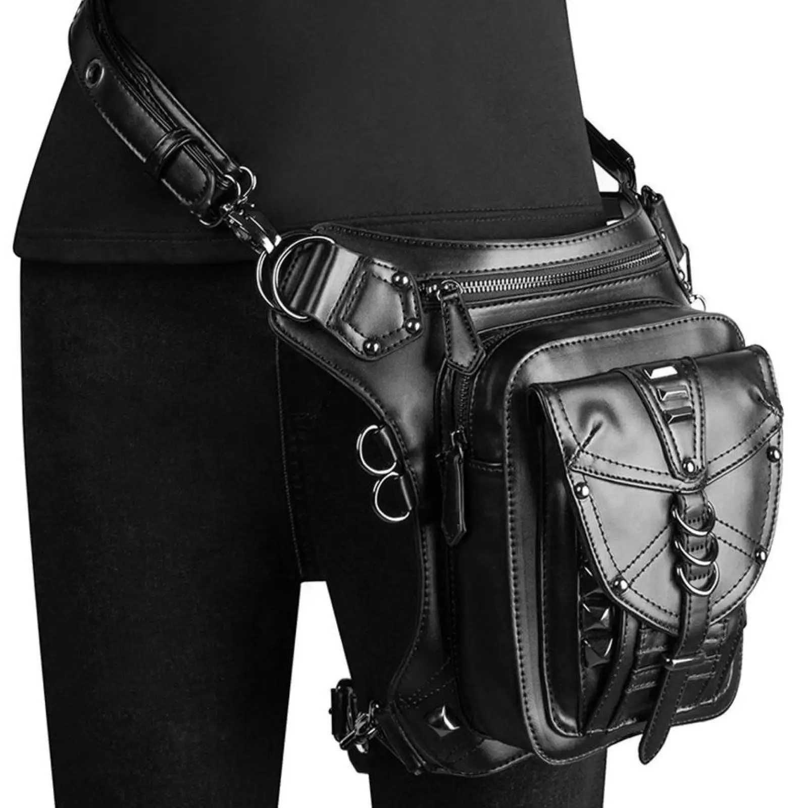 

Мотоциклетная поясная сумка унисекс в стиле стимпанк, сумка на бедро, готическая сумка через плечо для мотоциклистов