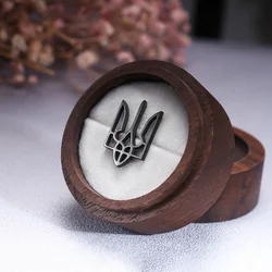 Tangula Classic Ukraine Emblem Brooch Stainless Steel Ukrainian Symbol Badge Pins Accessories for Men Groom Wedding Jewelry Gift