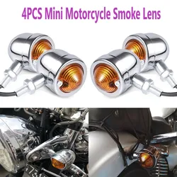 Universal Retro Motorcycle Blinkers Chopper Cafe Racer Motorbike Turn Signal Lights Scooters Metal Indicator 12V Chrome Color