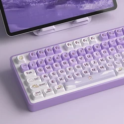 Touches de profil MOT sur le thème du lapin violet, sublimation de colorant, touches PBT, aucun commutateur Gateron MX, clavier mécanique, 138 prédire