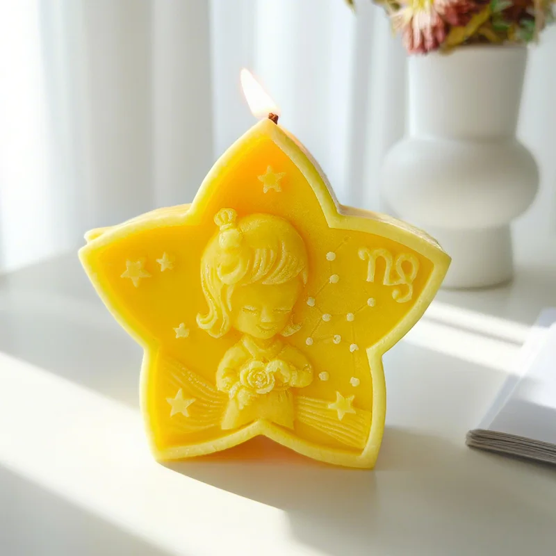Molde de jabón de silicona hecho a mano de doce constelaciones DIY estrella de cinco puntas Escorpio Aries Leo y otras herramien