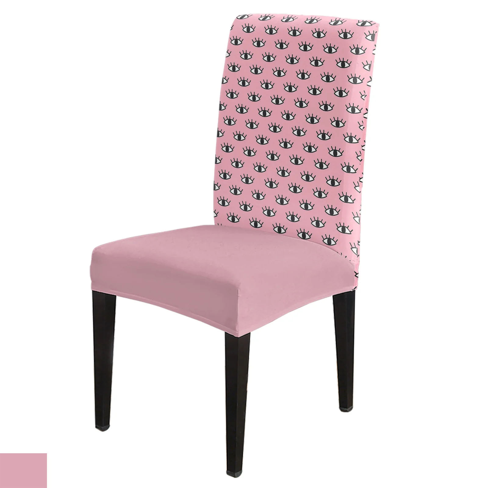 Eyes Pink Funny Dining Chair Cover 4/6/8PCS Spandex Elastic Chair Slipcover Case for Wedding Hotel Banquet Dining Room