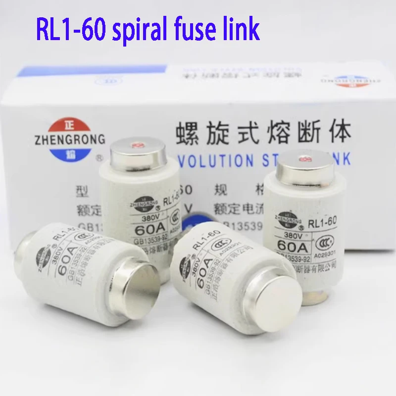 

10 pieces RL1-60 Spiral fuse tube RL1-60A fuse core ceramic 20A 25A 30A 40A 60A 380V fuse holder