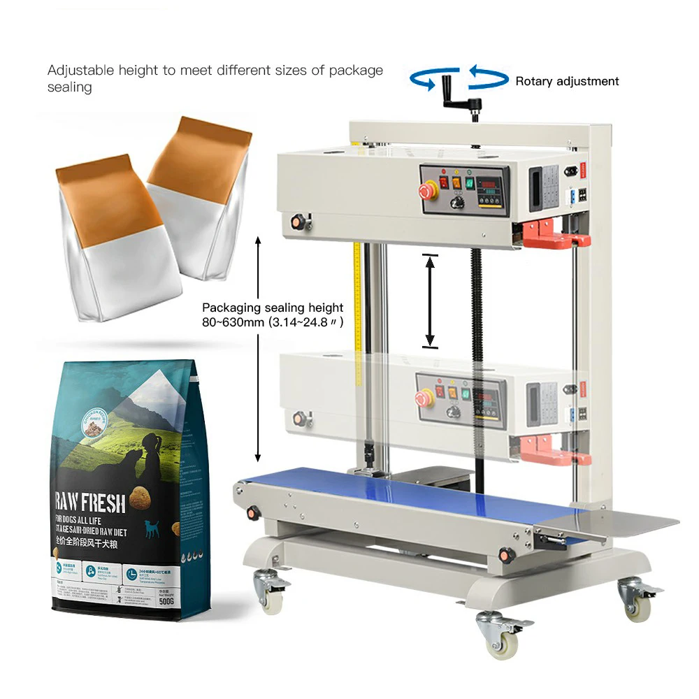 Wallepac Industrial Fully Automatic Inkjet Printing Vertical Heat Band Sealer Plastic Bag Sealing Machine For For Packaging Food