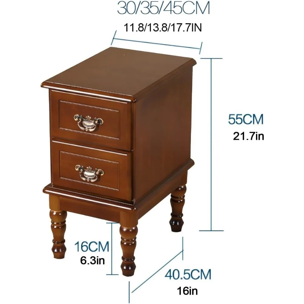 コンパクトなベッドルームナイトスタンド、デュアル引き出しコーヒーテーブル、ポータブルスナックスタンド、ベッドサイド収納テーブル、リビングルームサイドテーブル（ブラウン）