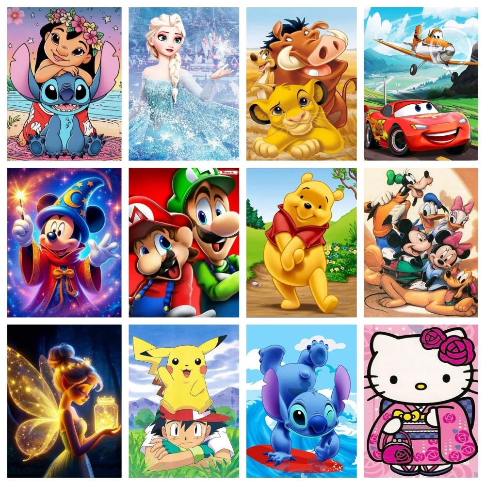 

Новая алмазная живопись Дисней Лило и Стич Супер Марио Пикачу полная круглая Алмазная мозаика вышивка крестиком домашний декор