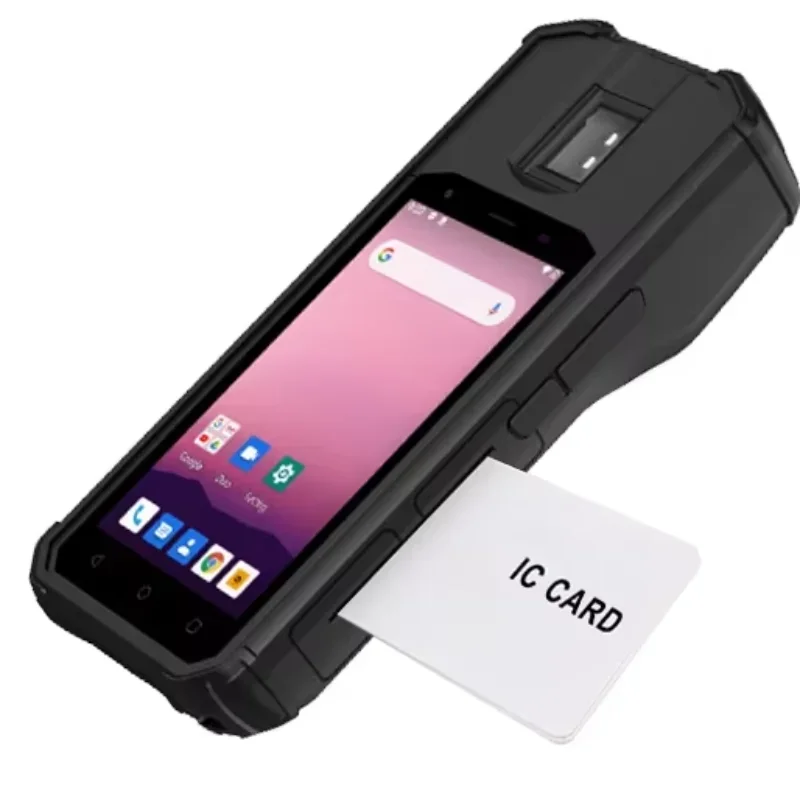 5 นิ้ว Android Digital NFC เครื่องอ่านลายนิ้วมือ Biometric จับอุปกรณ์ Handheld Terminal 4G