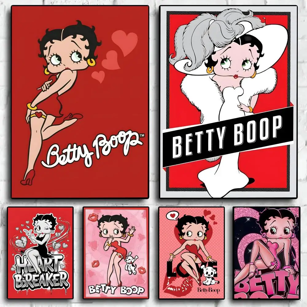 B-BettyS Boop Poster Waterproof PP Self-Adhesive,Removable Wall Decor For Bedroom Entrance Bar Cafe, Ideal Gift