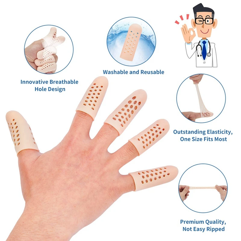 16Pcs Silicone Finger Protectors, Breathable Finger Caps, Fingertips Covers, Finger Sleeves Support For Finger Cracking