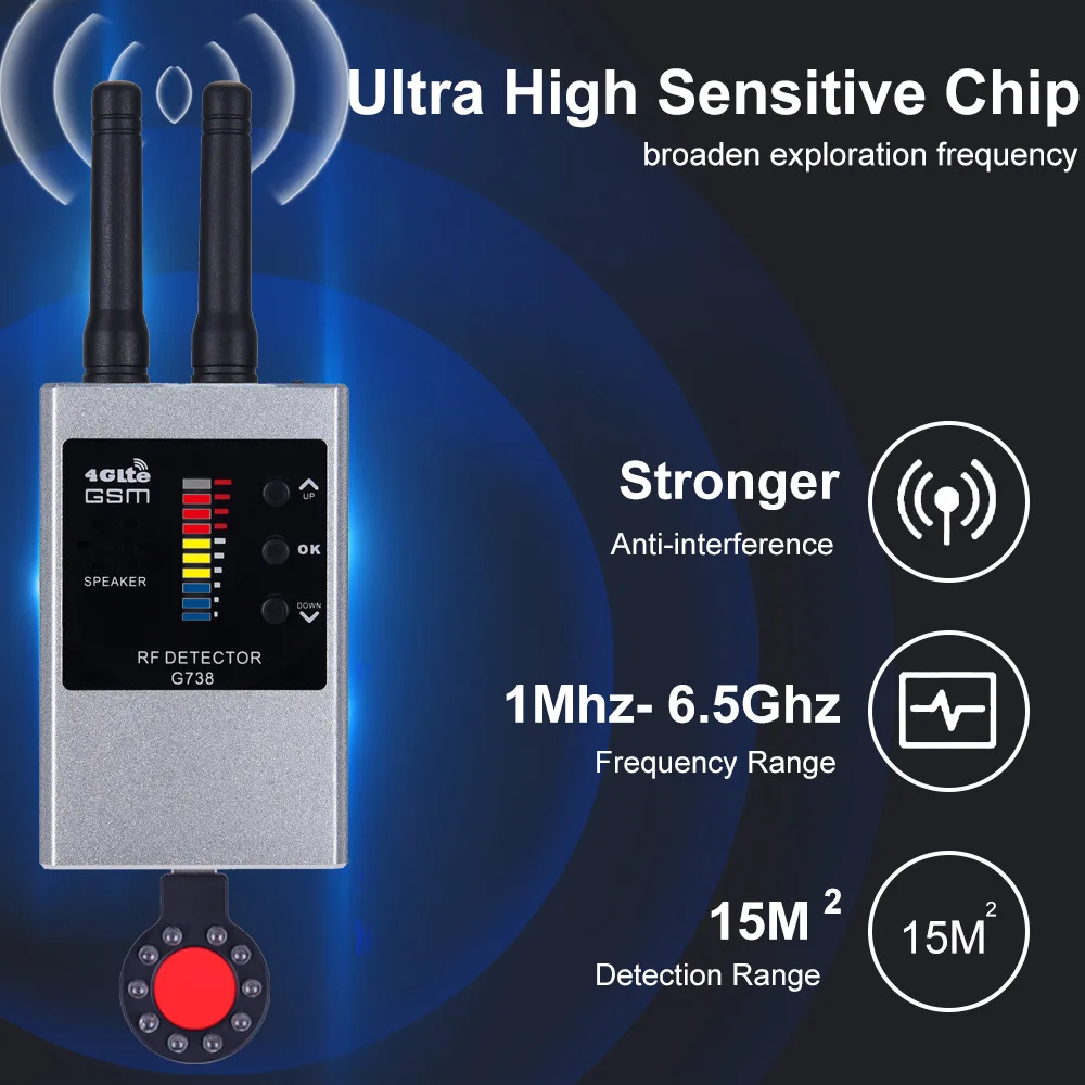 G738 anti spy gadgets RF Detector, Guard Privacy in Various Scenarios, Detect Hidden Cameras/Bugs, Adjustable Sensitivity