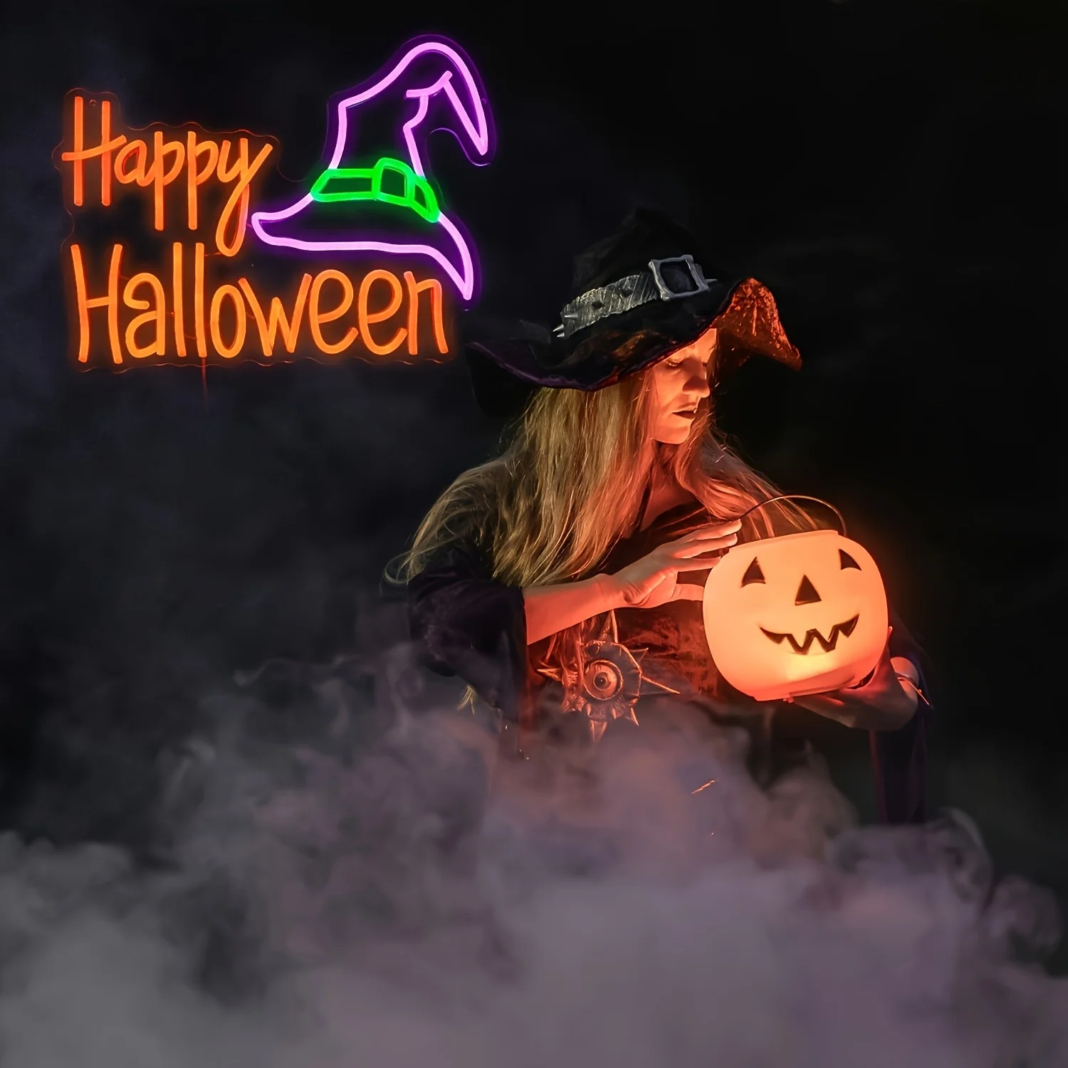 سعيد هالوين ضوء النيون تسجيل USB عكس الضوء LED النيون تسجيل لغرفة النوم غرف معيشة نادي بار رجل الكهف هدايا الحفلات جدار ديكور #3